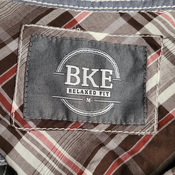 Buckle BKE Shirt Mens Medium Brown Plaid Pearl Snap Button Western Relaxed Fit - Picture 6 of 8